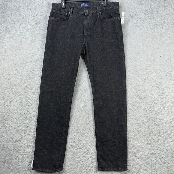 GAP Flex Men Straight Leg Jeans 32X32 Black Dark Wash Mid-Rise Stretch Denim NEW